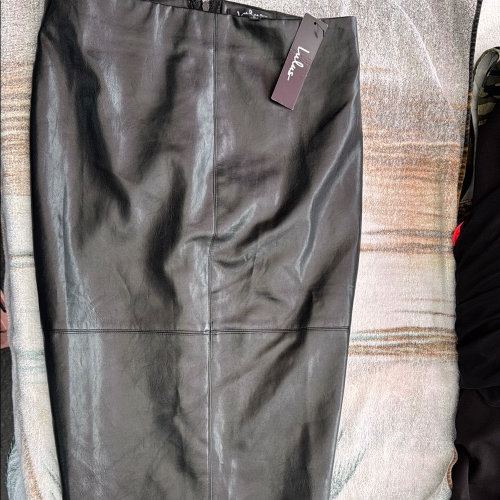Luxe Black Leather Pencil Skirt lulus